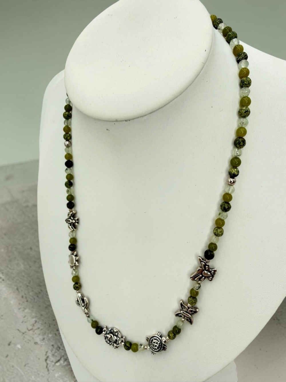 Carolyn Pollack American West Green Garnet Serpentine Gecko Charm Necklace 17+2” - Picture 3 of 17